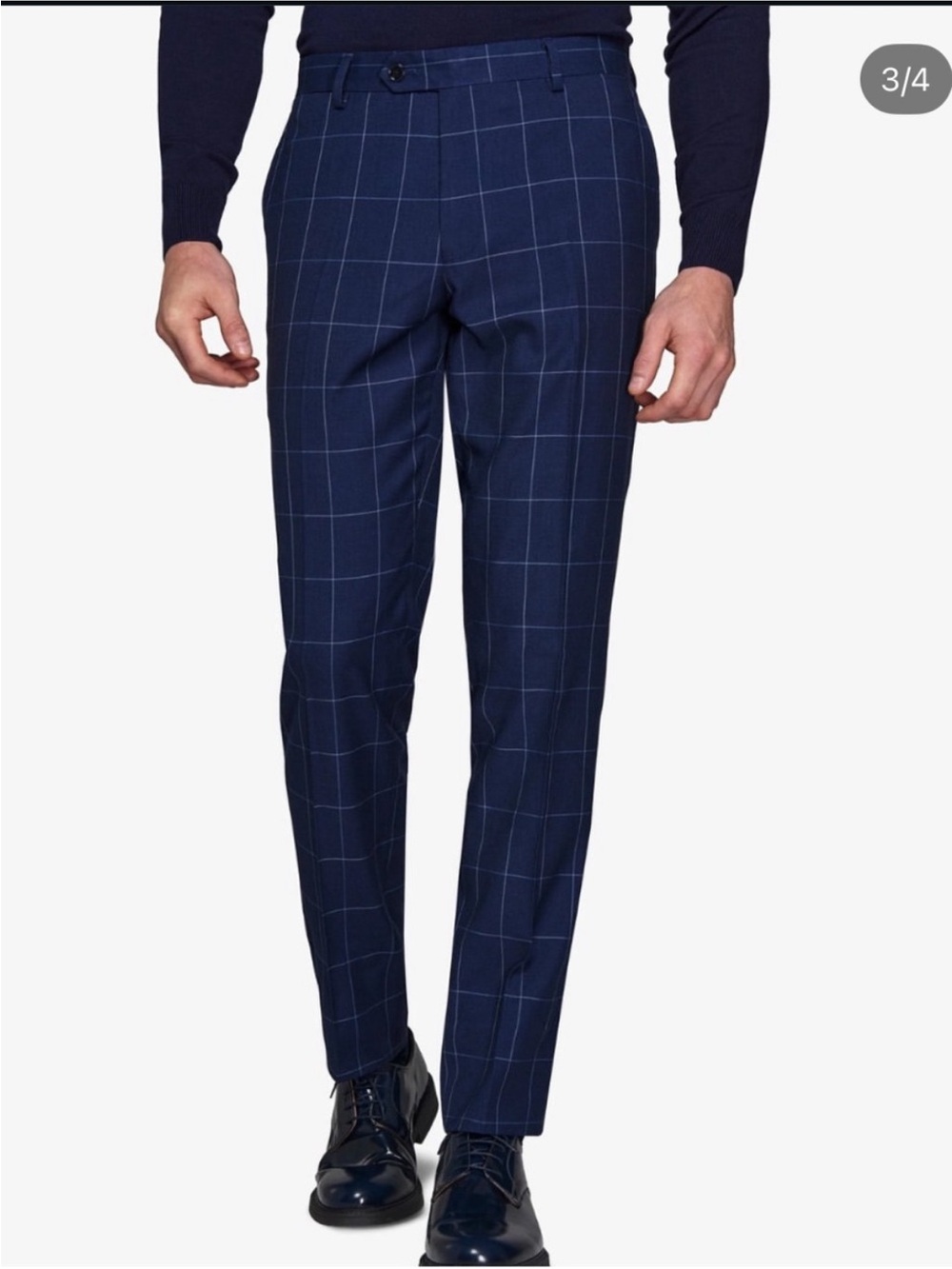 Windowpane Navy Trousers